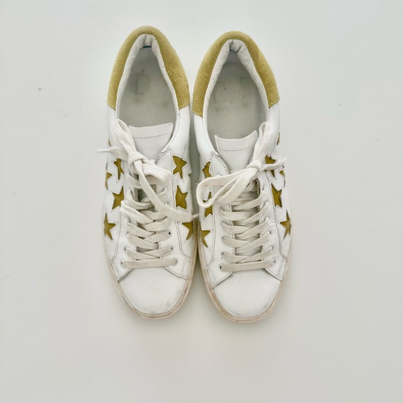 Shoes - Leather Athletic Shoes - Made in Italy - white and yellow stars - Size 40